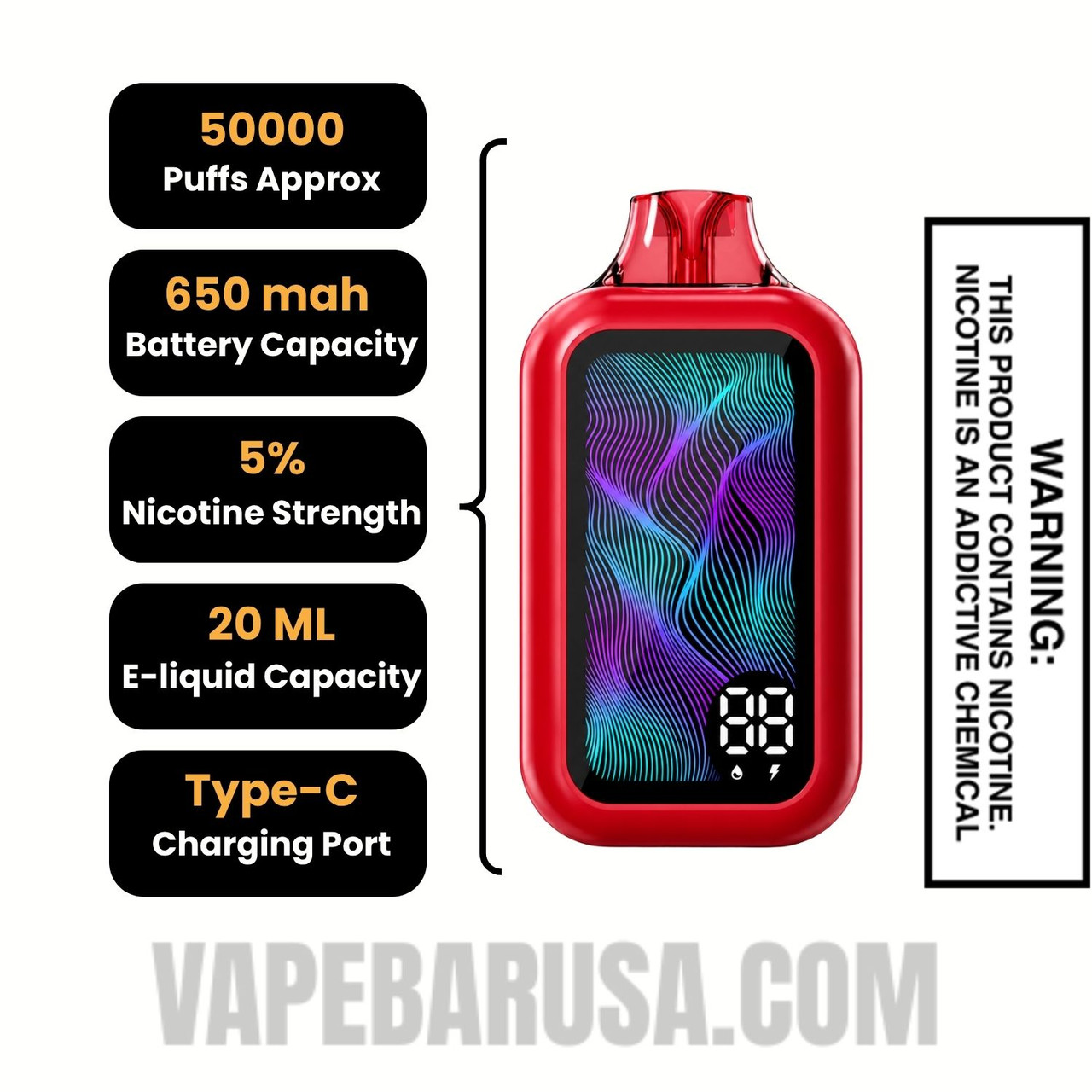 Pomegranate Nixa Bar 50K Disposable Vape Specifications