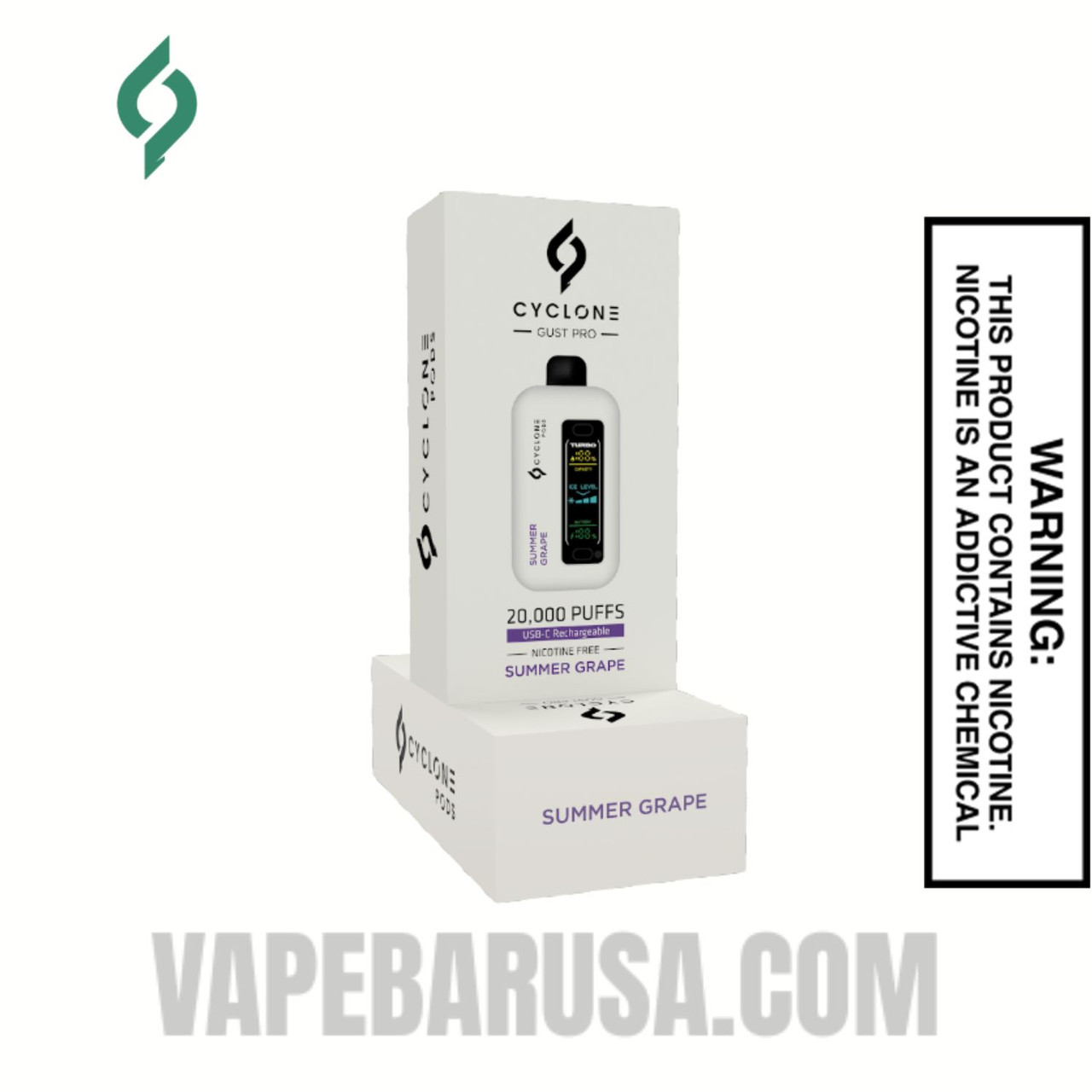 Summer Grape Cyclone Gust Pro 20K Zero Nicotine Disposable Vape With Package Box