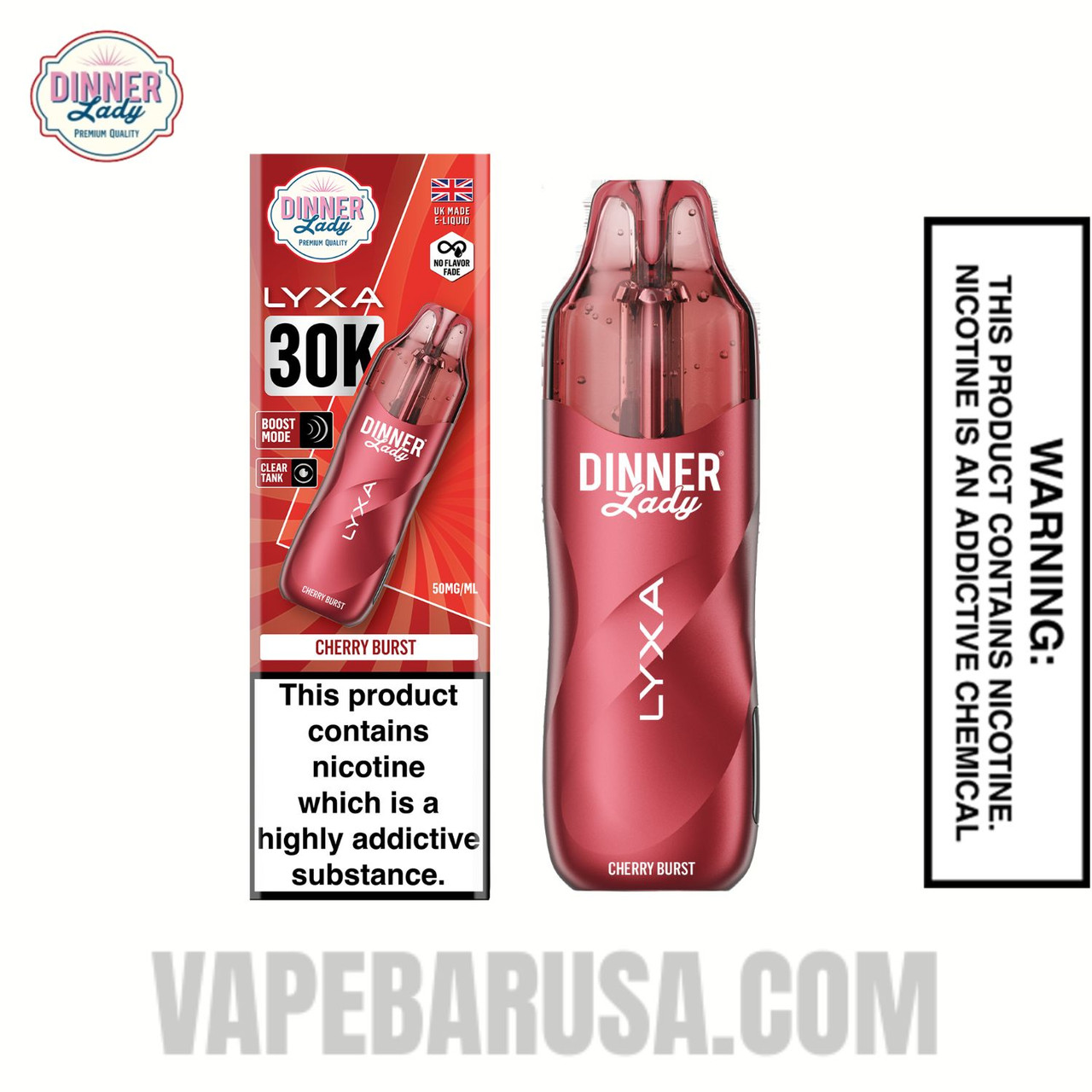 Cherry Burst Dinner Lady LYXA 30K Disposable Vape With Package Box