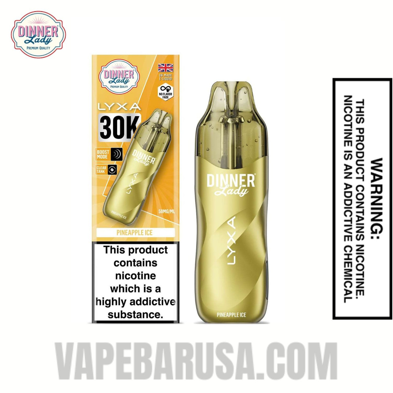 Pineapple Ice Dinner Lady LYXA 30K Disposable Vape With Package Box