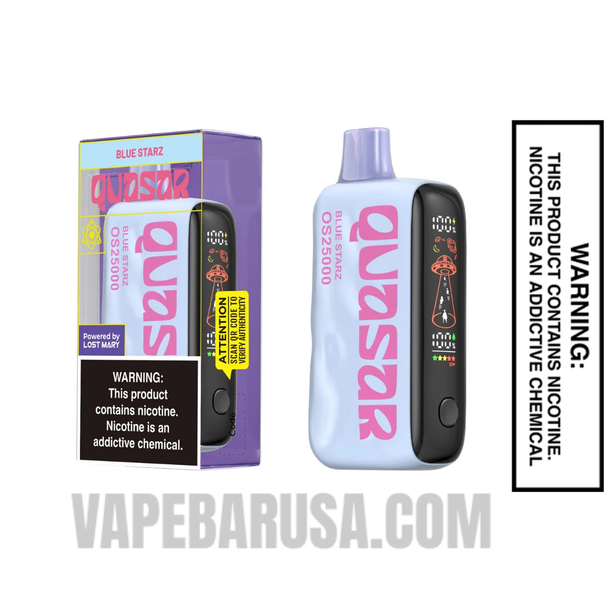 Blue Starz Lost Mary Quasar OS25000 Disposable Vape with package box