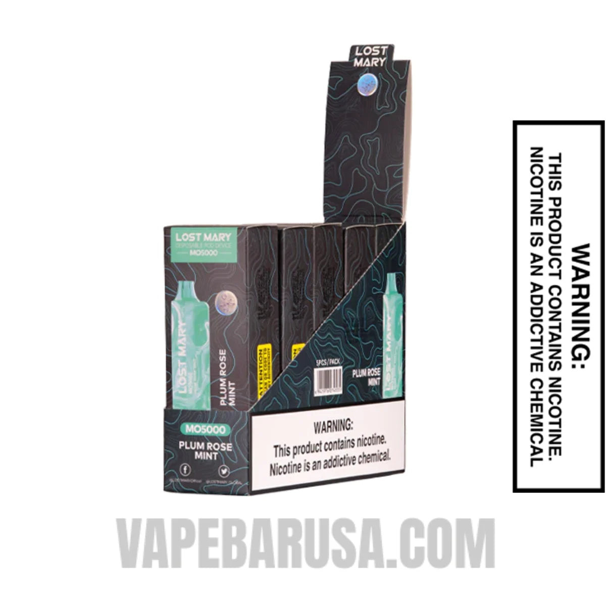 Plum Rose Mint Lost Mary MO5000 Disposable Vape With bundle Box