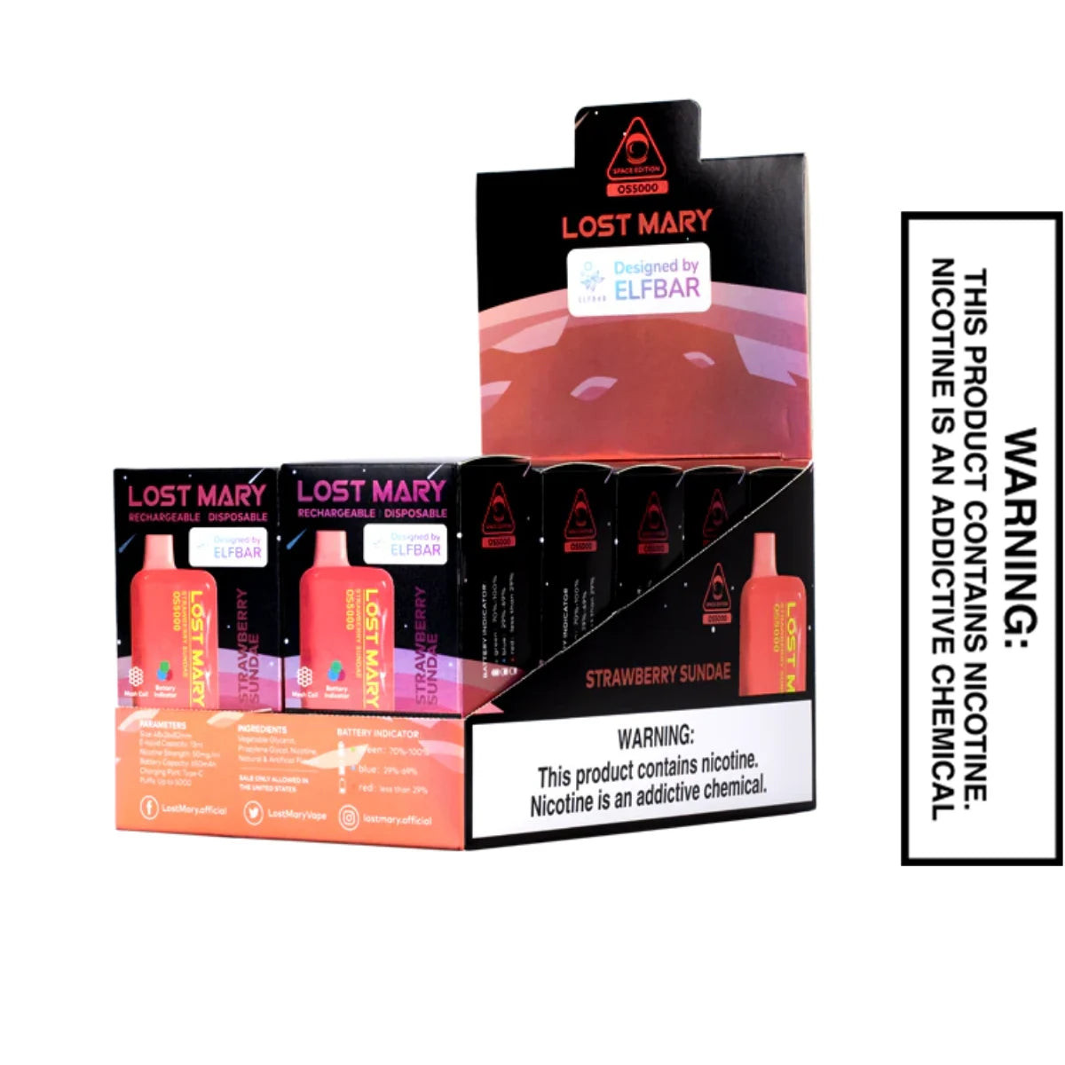 Strawberry Sundae Lost Mary OS5000 Disposable Vape With Bundle Pack