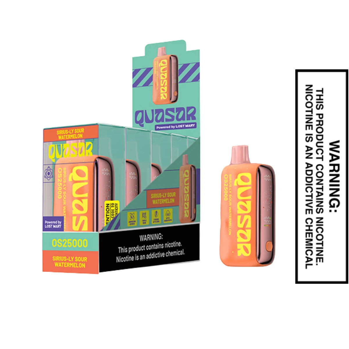 Sirius-ly Sour Watermelon Lost Mary Quasar OS25000 Vape With Bundle Pack