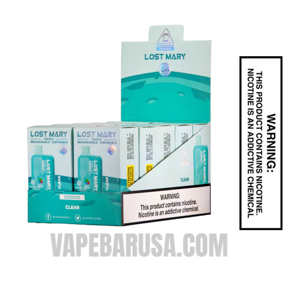 Clear Lost Mary OS5000 Disposable Vape With Bundle Pack