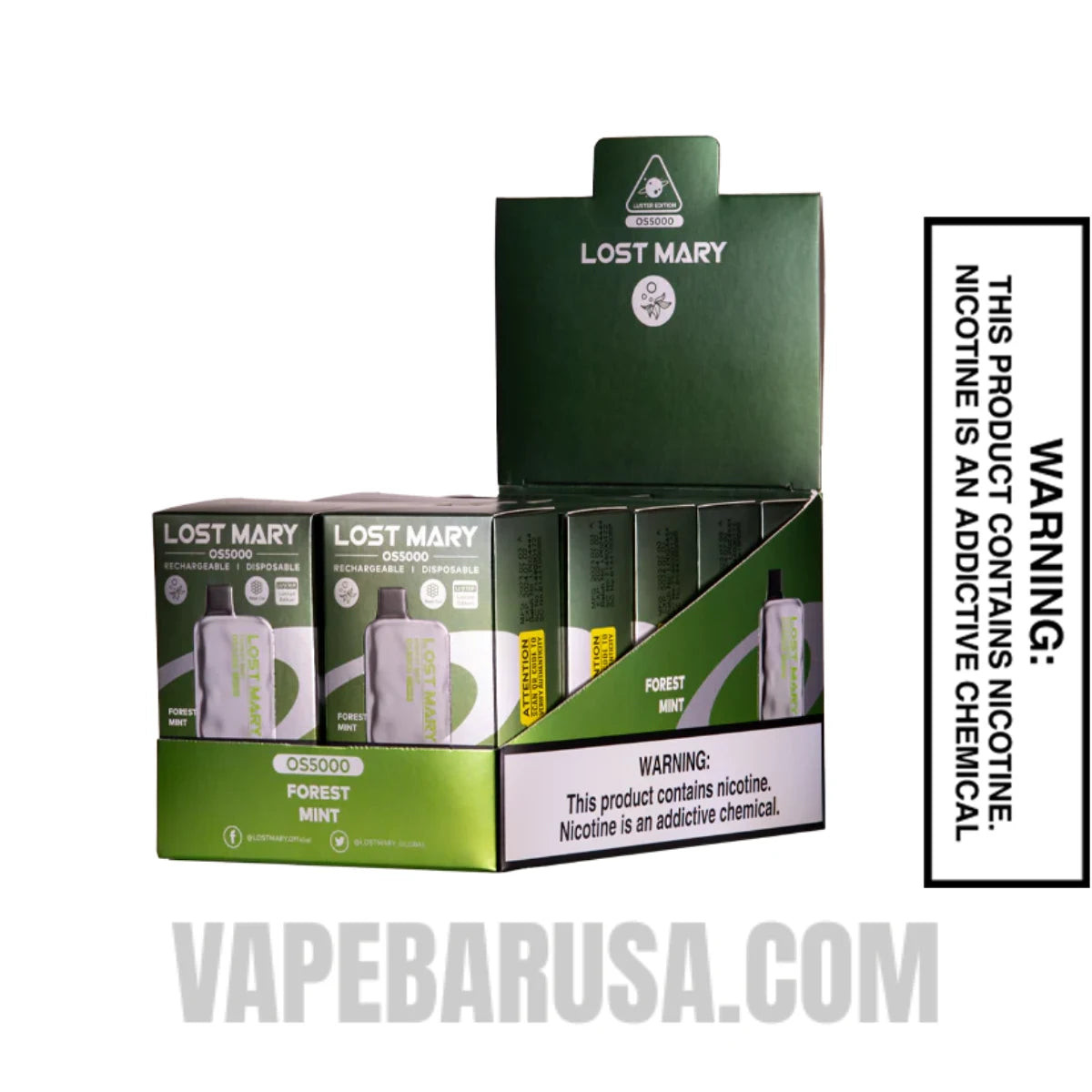 Forest Mint Lost Mary OS5000 Luster Edition Vape With Bundle Box