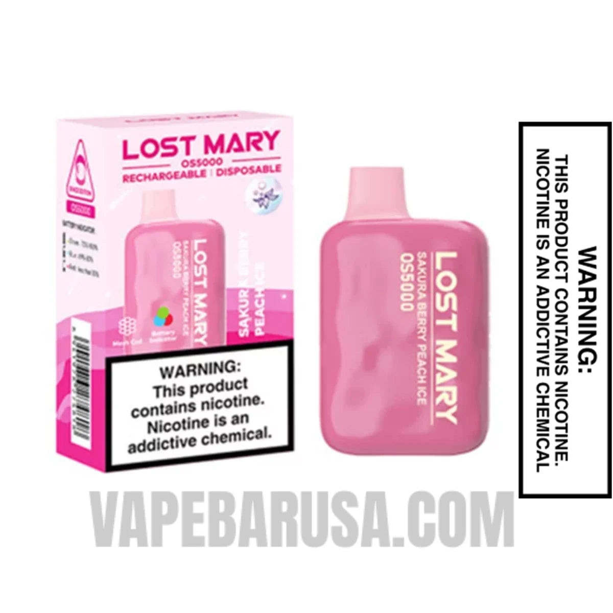 Sakura Berry Peach Ice Lost Mary OS5000 Disposable Vape With Package Box