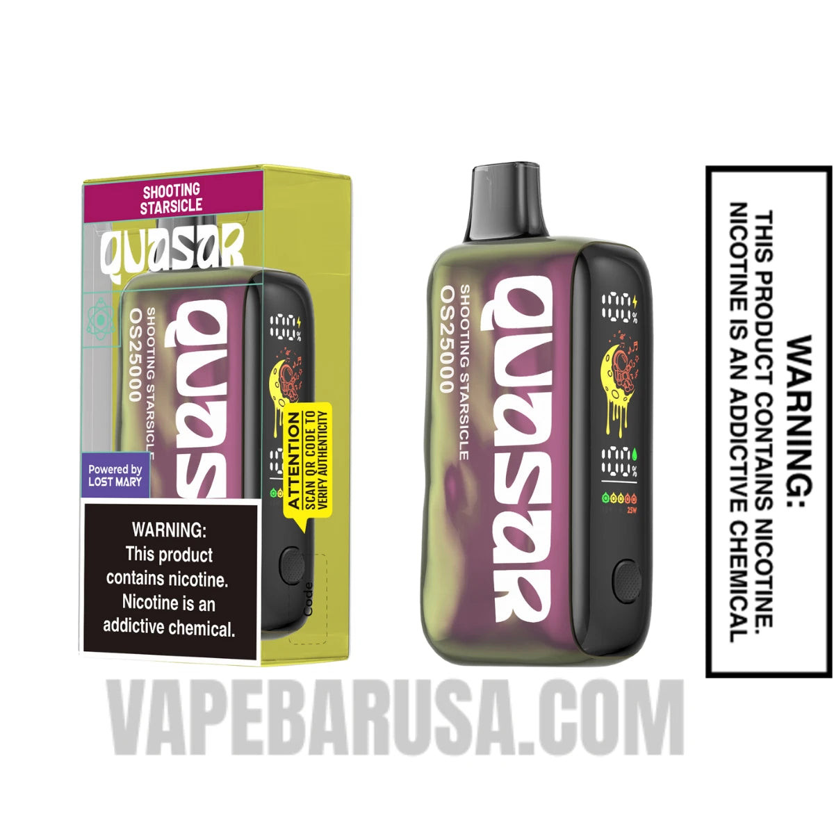 Shooting Starsicle Lost Mary Quasar OS25000 Disposable Vape with package box