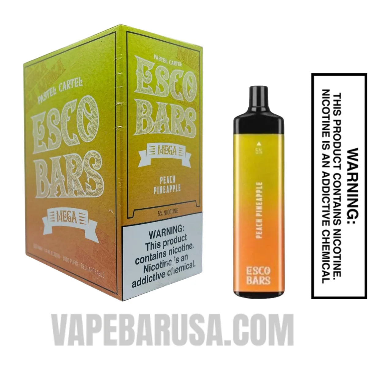 Peach Pineapple Esco Bars 5000 Puffs Disposable Vape With Bundle Pack