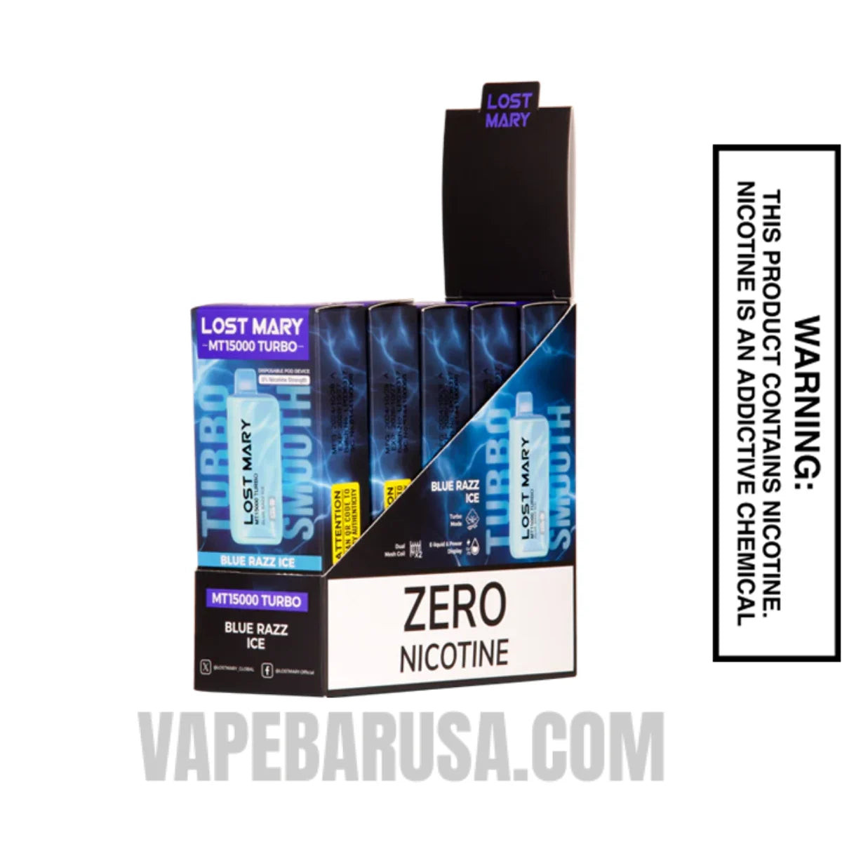 Blue Razz Ice Lost Mary MT15000 Disposable Vape with bundle Pack