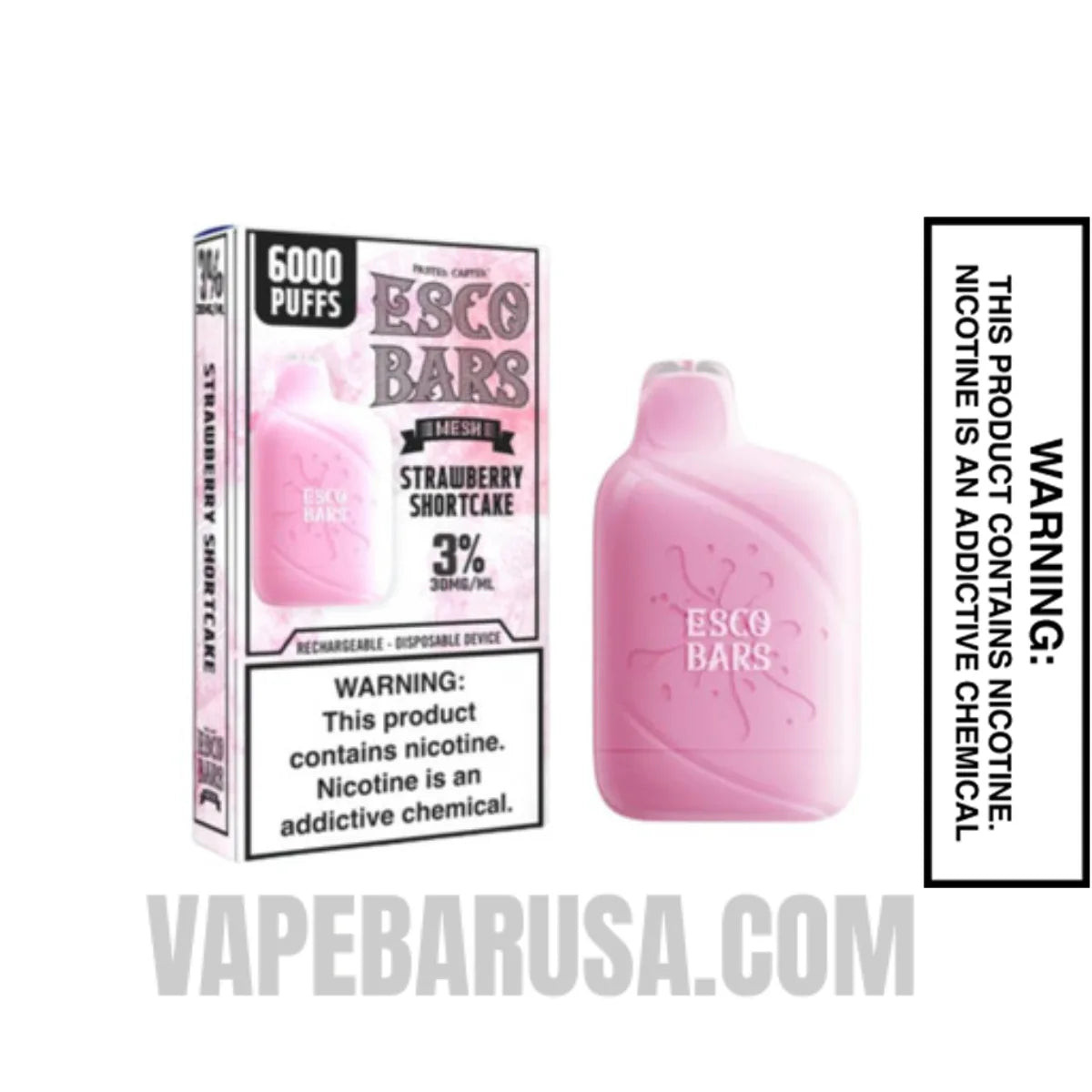Strawberry Shortcake Esco Bars 6000 Puffs Disposable Vape With Bundle Pack