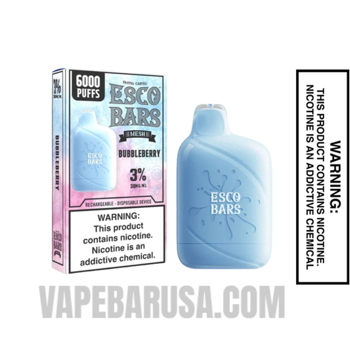 Bubbleberry Esco Bar Mesh Vape 6000 Puffs 3% Nic With Package Box