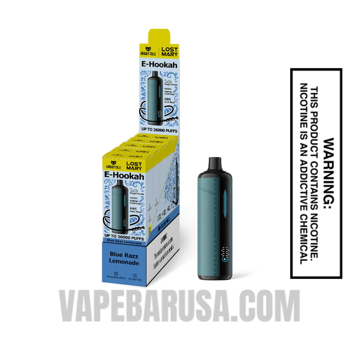 Blue Razz Lemonade Lost Mary x Urban Tale E Hookah Disposable With Bundle Pack Vape