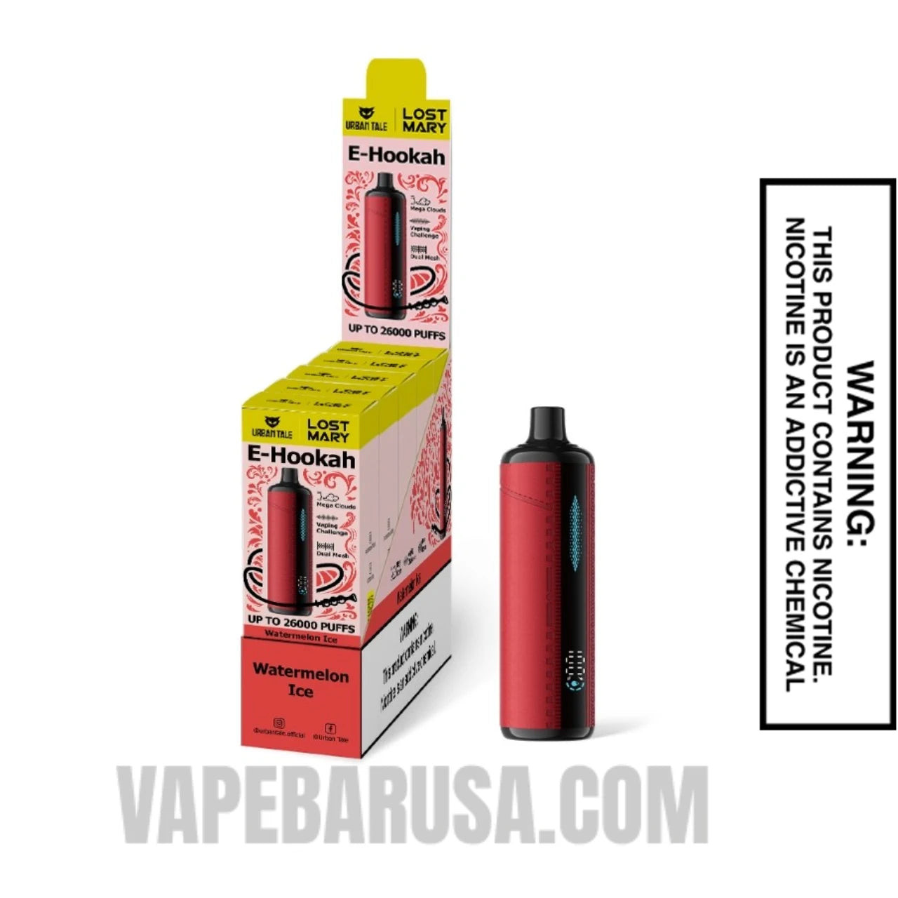 Watermelon Ice Lost Mary x Urban Tale E Hookah Disposable Vape With Bundle Pack