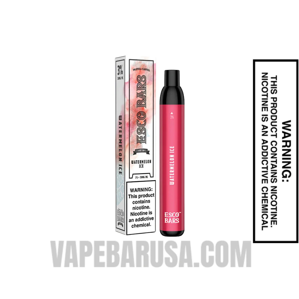 Watermelon Ice Esco Bar Mesh Vape 2500 Puffs 3% Nic With Bundle Pack