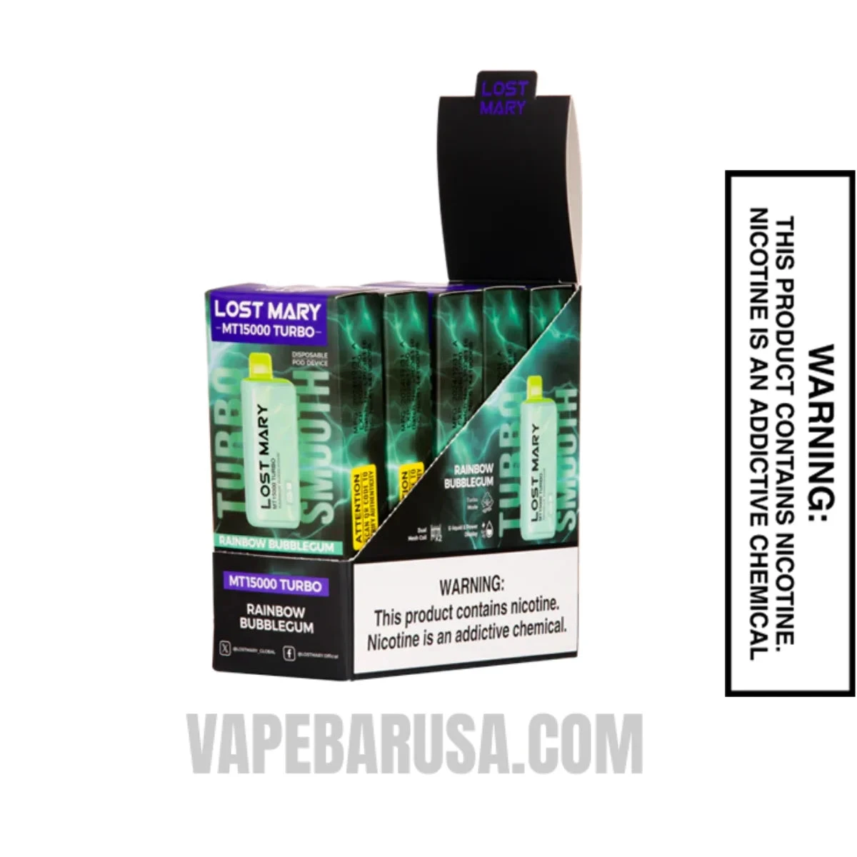 Rainbow Bubblegum Lost Mary MT15000 Turbo Vape With bundle Box