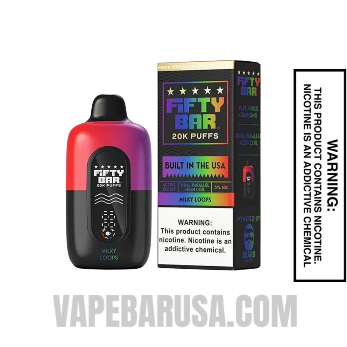 Milky Loops Fifty Bar 20k Disposable Vape With Package Box