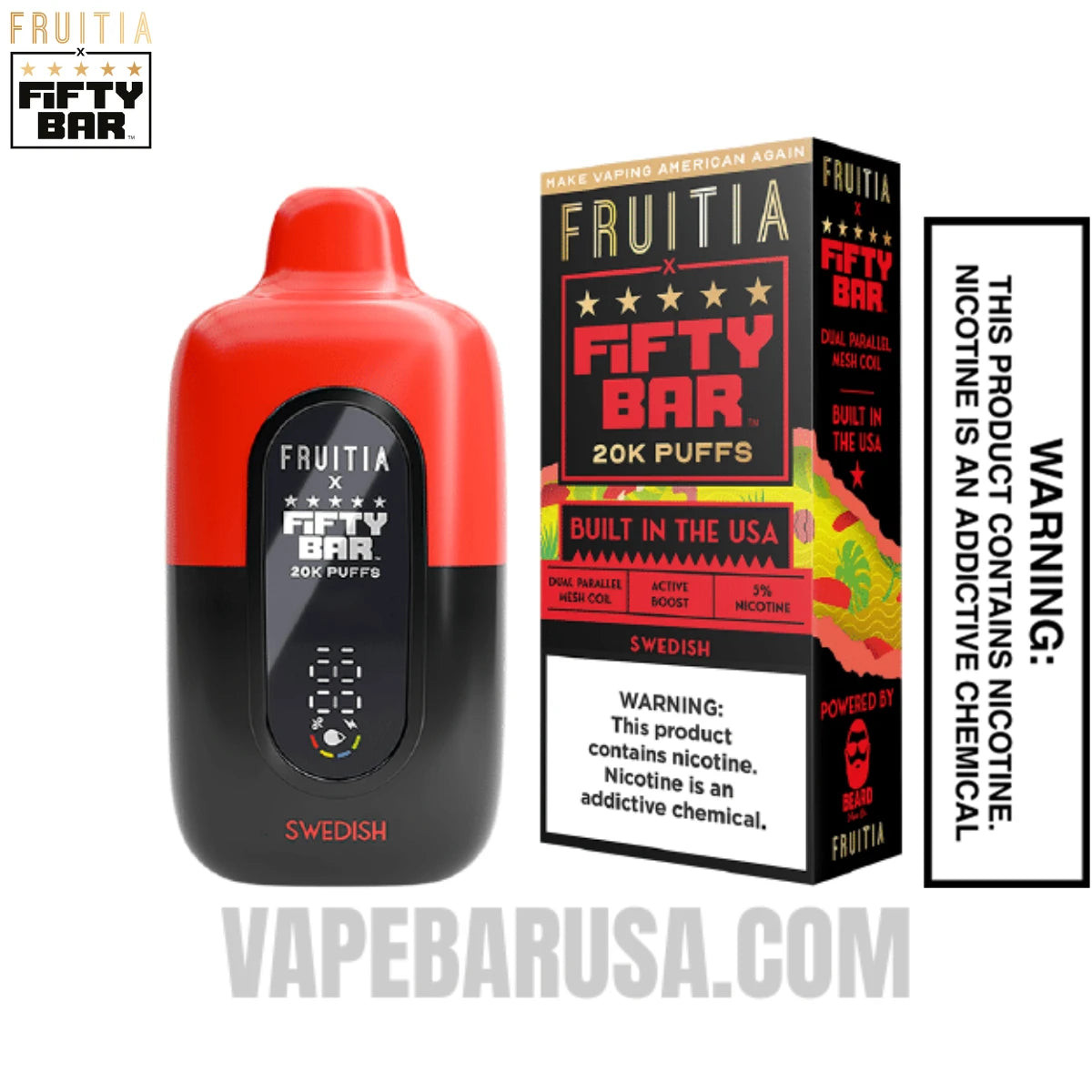 Swedish Fruitia X Fifty Bar 20K Vape With Package Box