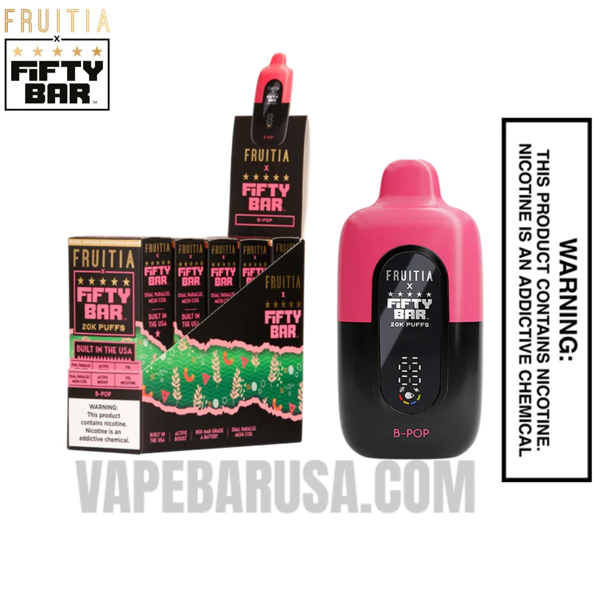 B-pop Fruitia X Fifty Bar 20K Vape With Bundle Pack