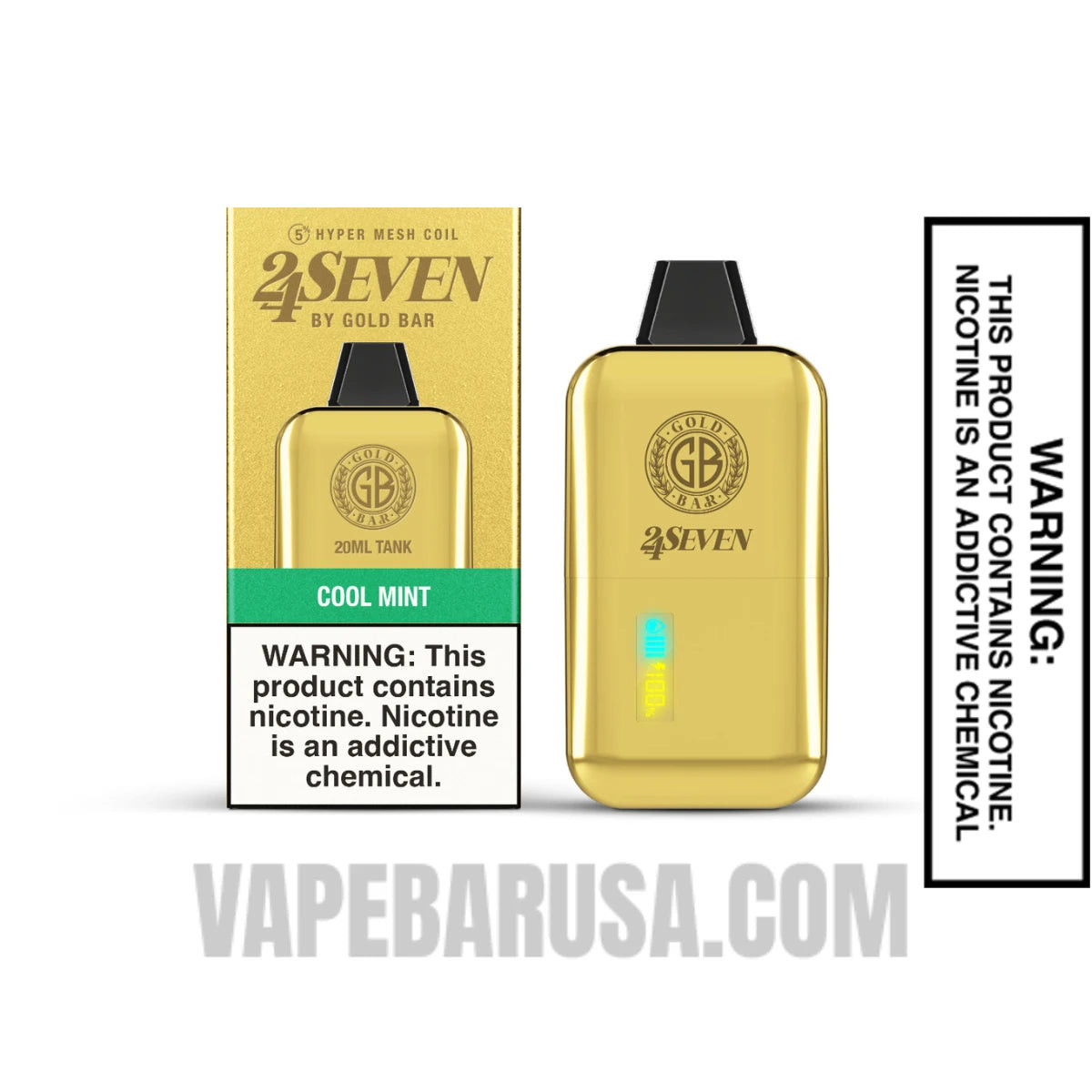 Cool Mint Gold Bar 24Seven Disposable Vape with Package Box