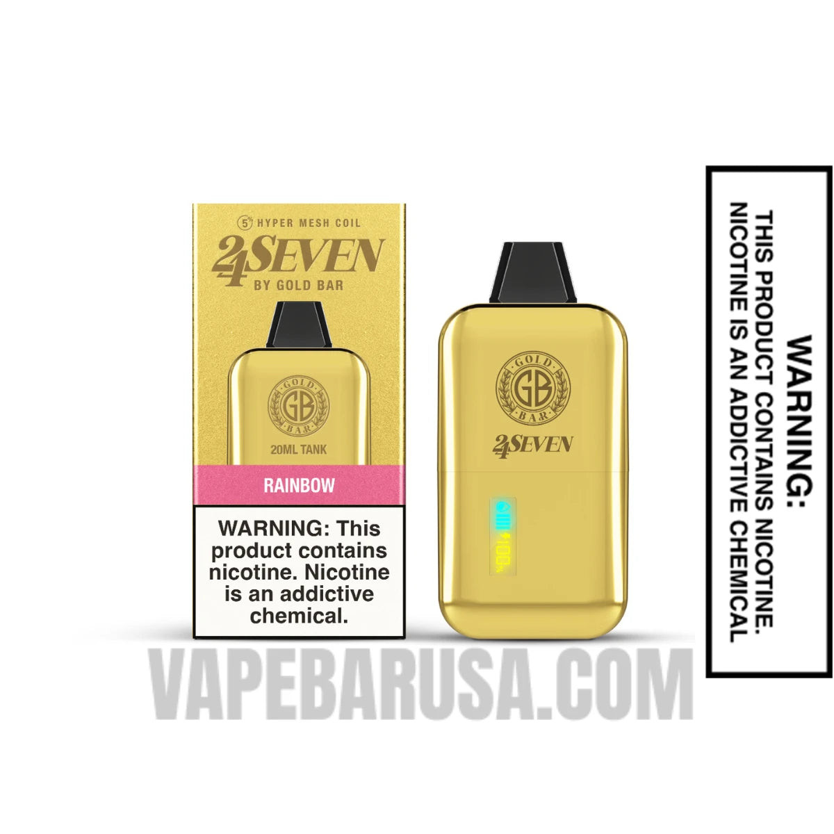 Rainbow Gold Bar 24Seven Disposable Vape with Package Box