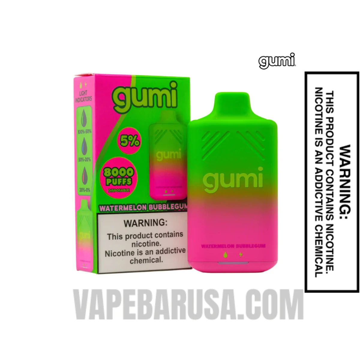 Watermelon Bubblegum Gumi Bar Disposable Vape 8000 Puffs With Package Box