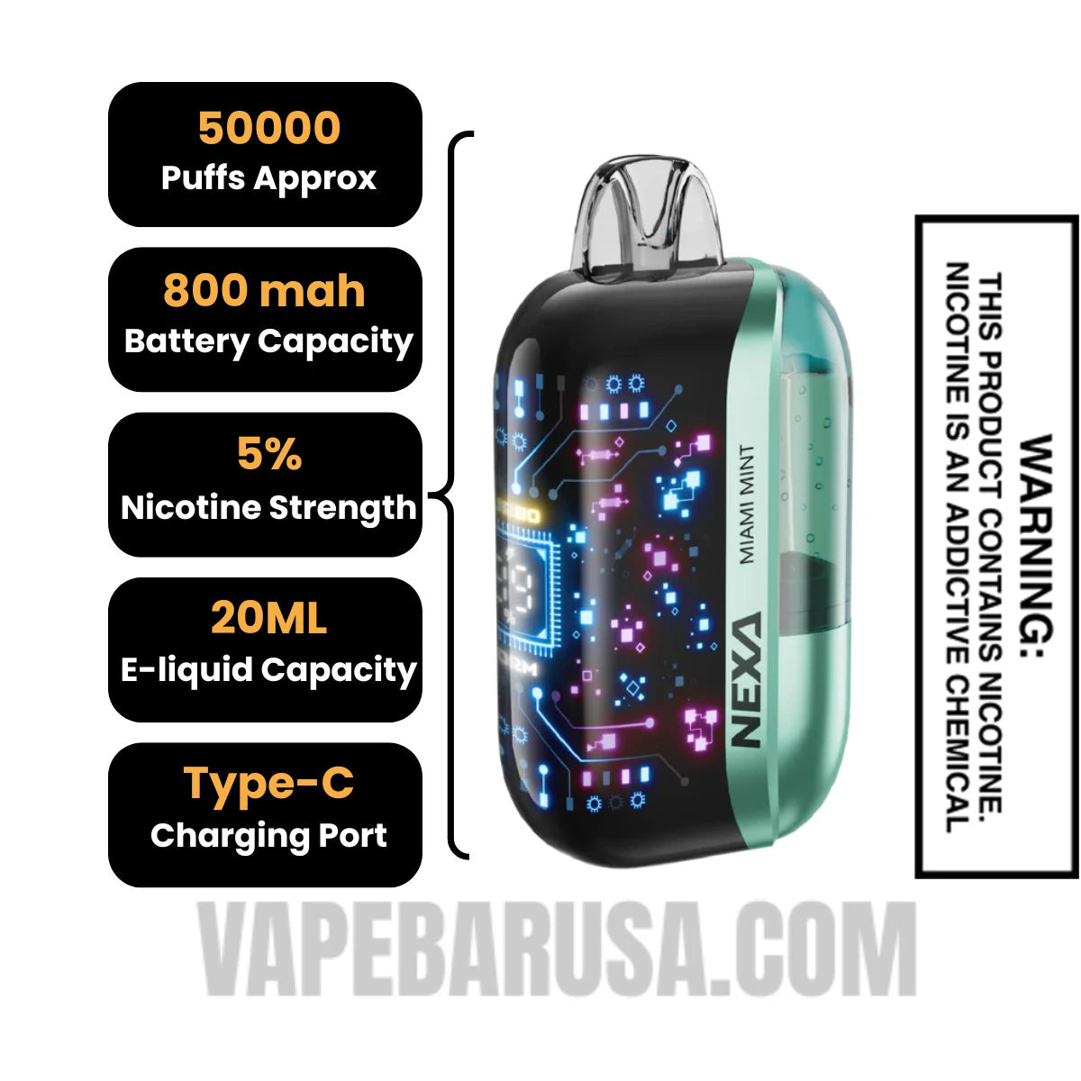 Miami Mint Nexa Ultra 50000 Disposable Vape Specifications