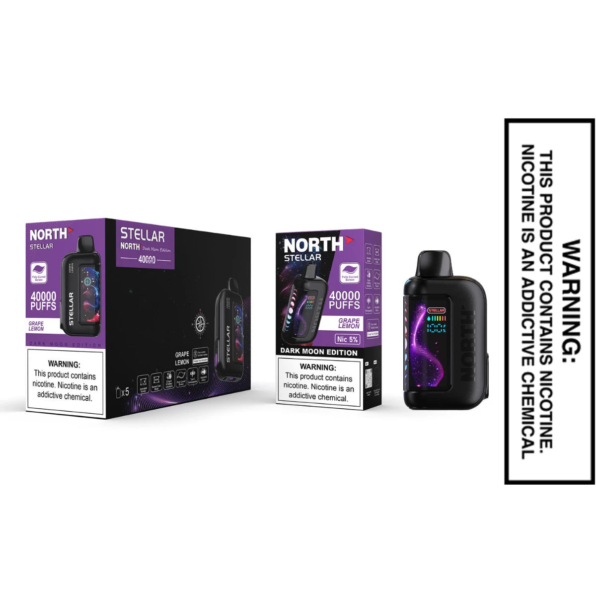 Grape Lemon North Stellar Dark Moon 40K Disposable Vape with Bundle box