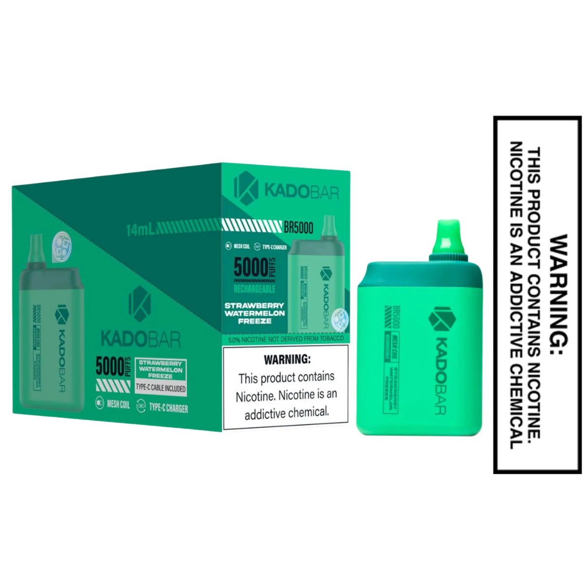 Strawberry Watermelon Freeze Kado Bar BR5000 Disposable Vape With Bundle Pack