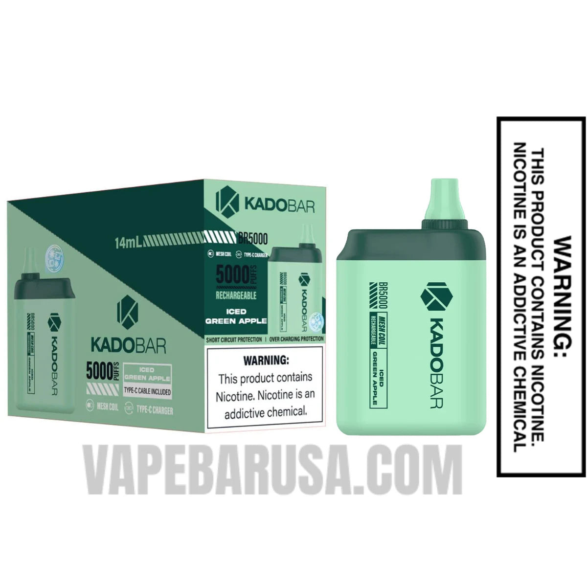 Iced Green Apple Kado Bar BR5000 Disposable Vape With Bundle Pack