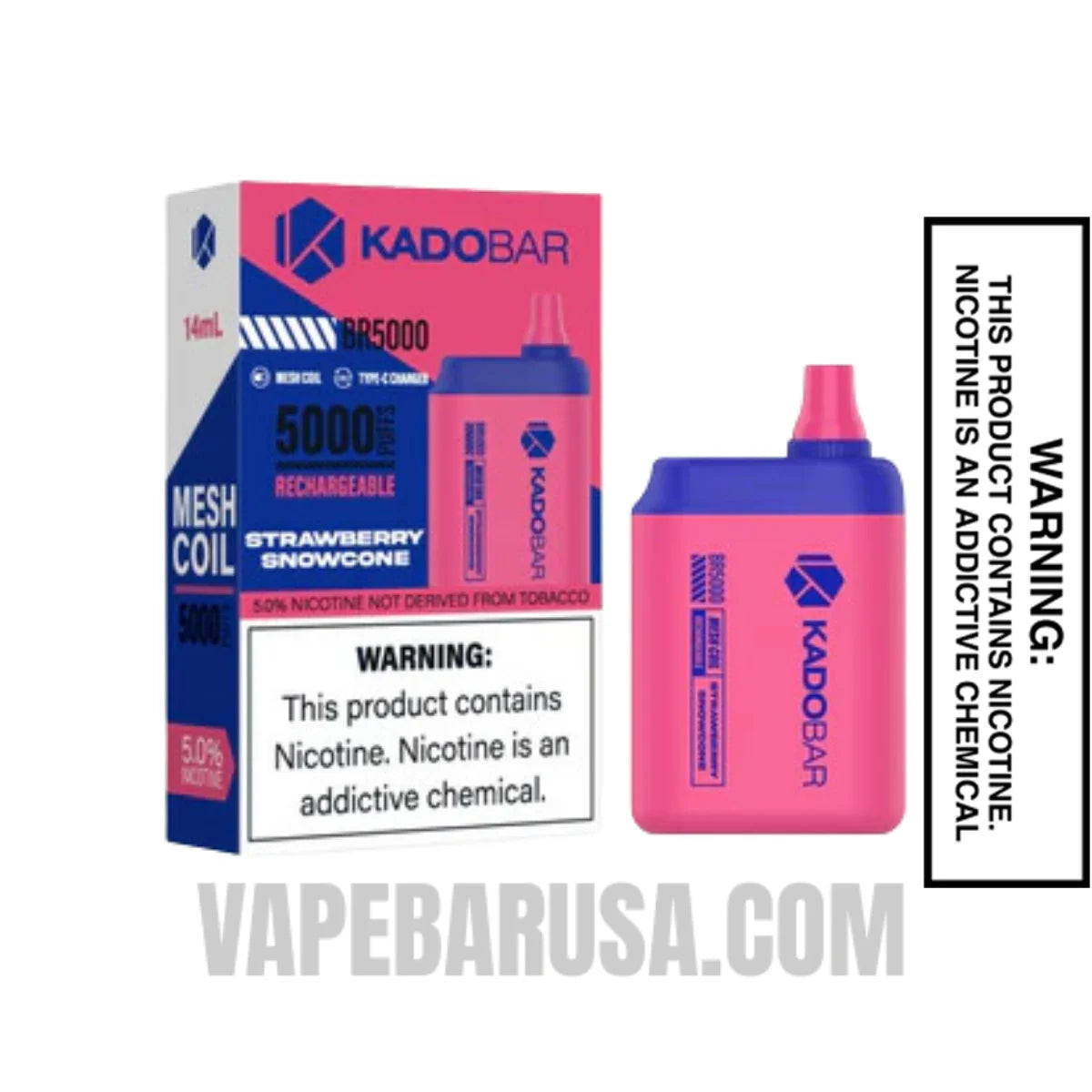 Strawberry Snowcone Kado Bar BR5000 Disposable Vape with Package Box