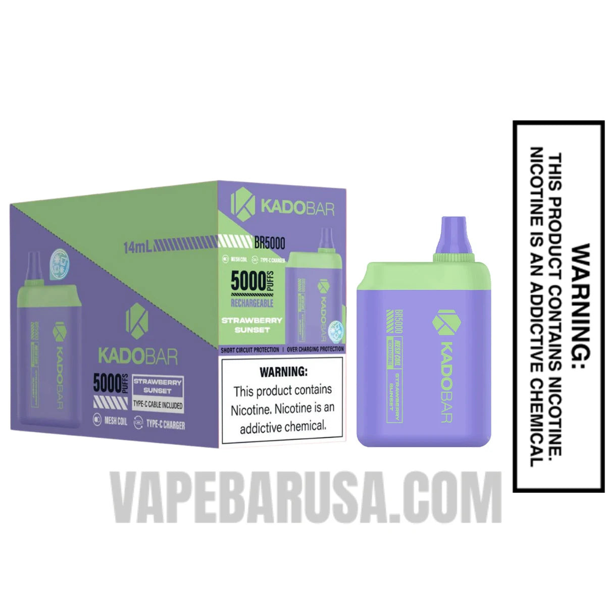 Strawberry Sunset Kado Bar BR5000 Disposable Vape With Bundle Pack