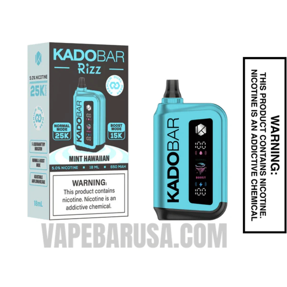 Mint Hawaiian Kado Bar Rizz 25000 Disposable Vape WithbPackage Box
