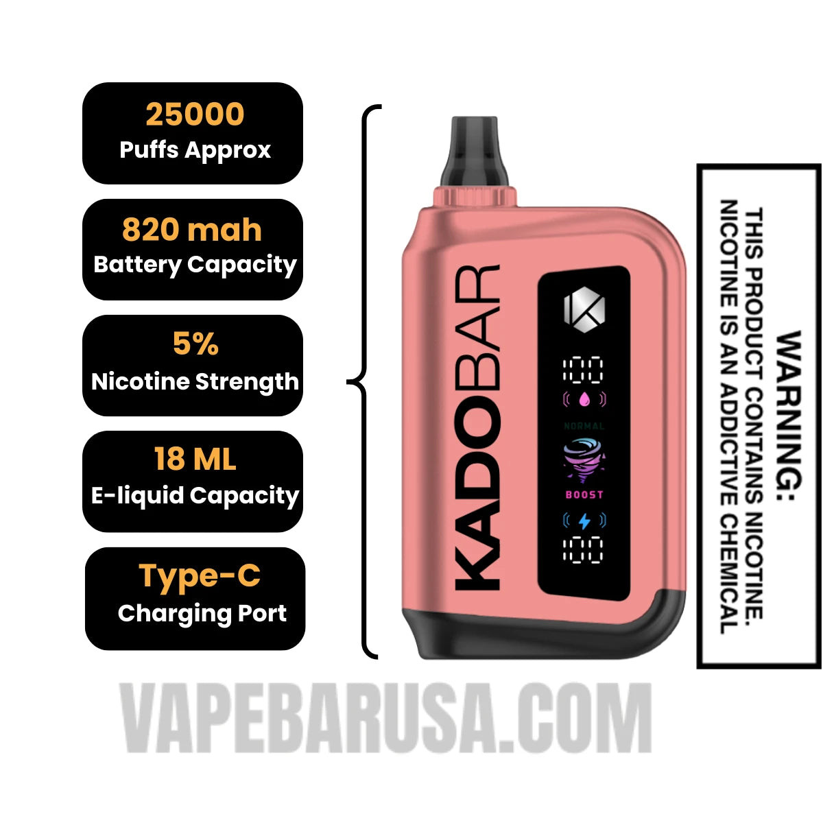 Sour Gushers Kado Bar Rizz 25000 Disposable Vape specifcations