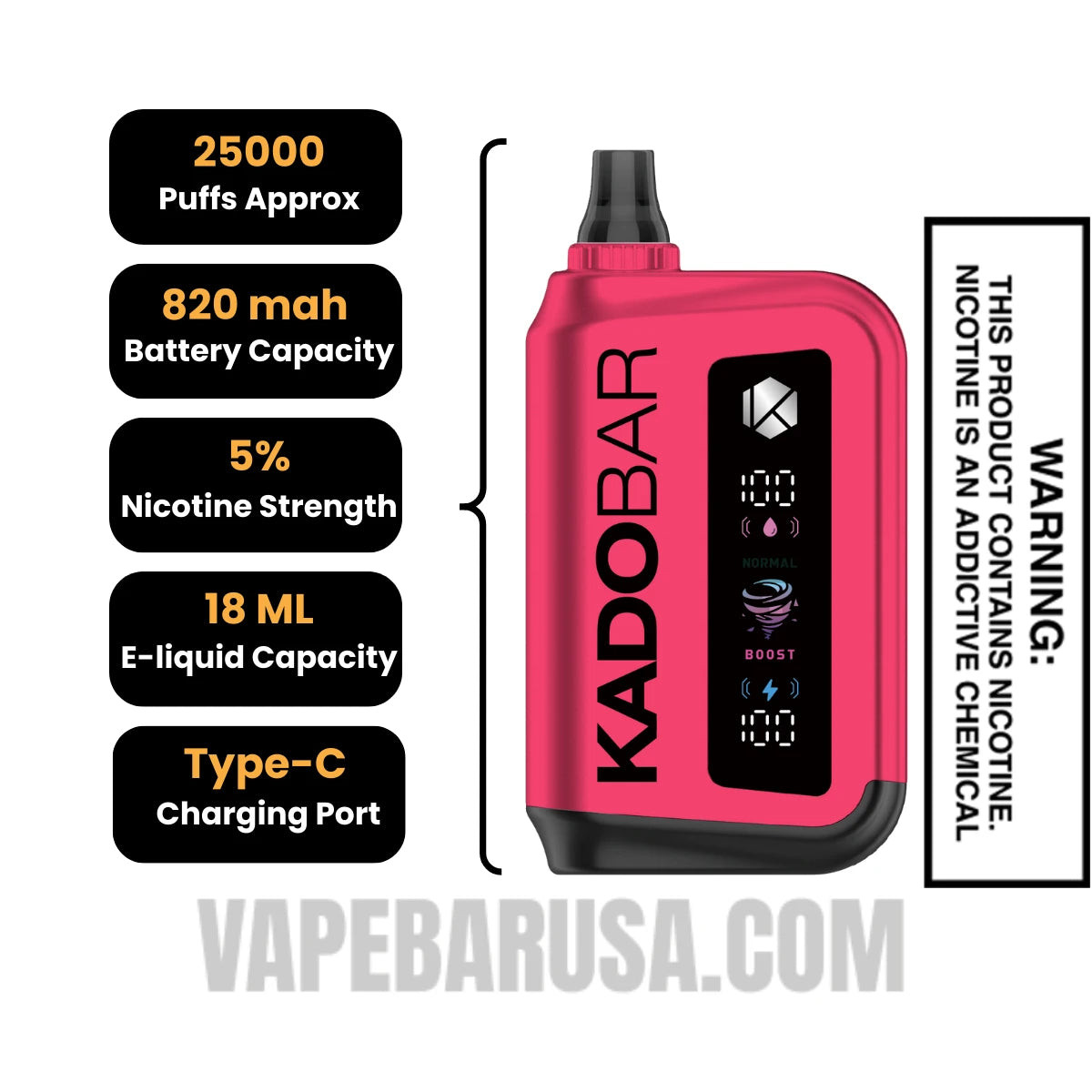 Cherry Hard Candy Kado Bar Rizz 25000 Disposable Vape Specifcations