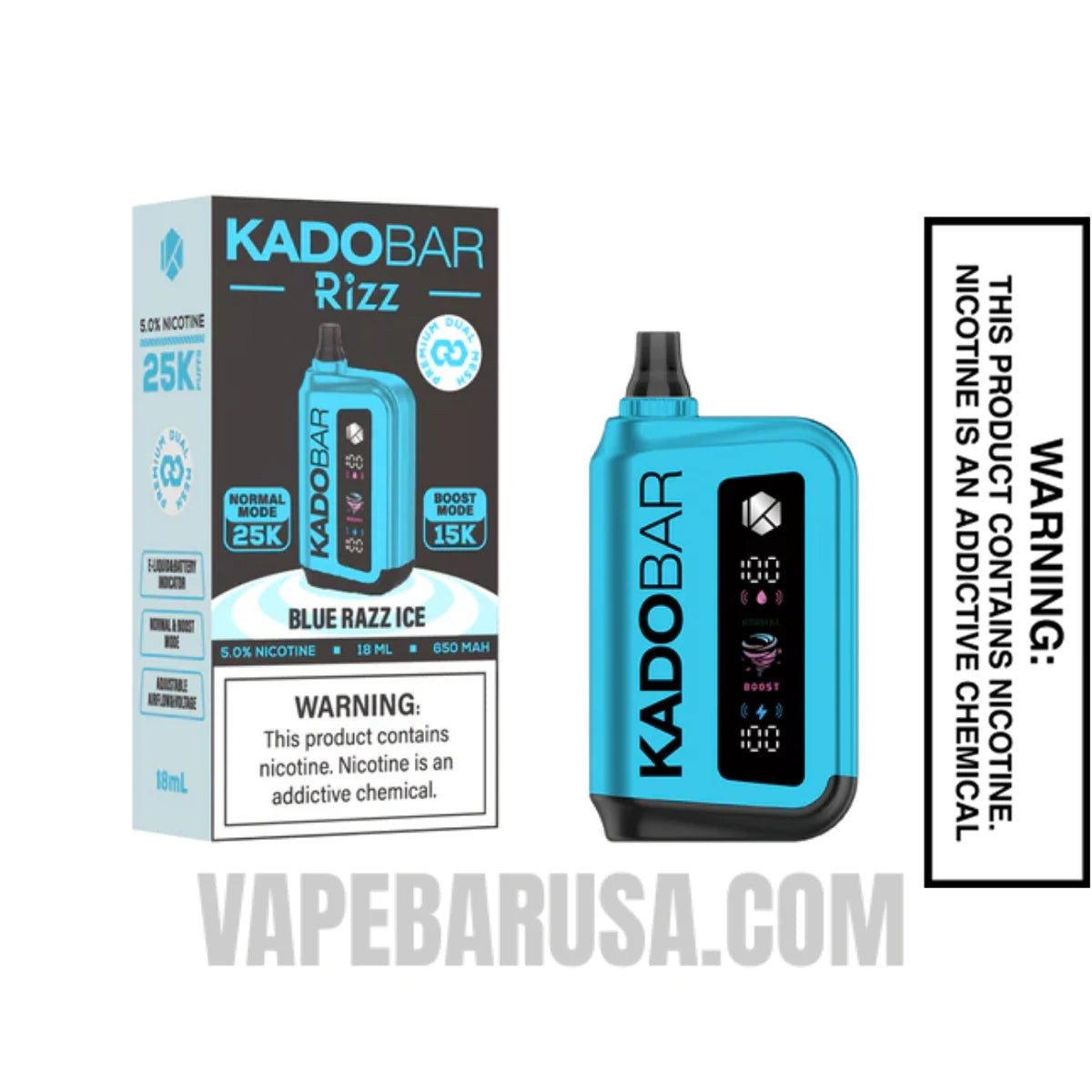 Blue Razz Ice Kado Bar Rizz 25000 Disposable Vape With Package Box