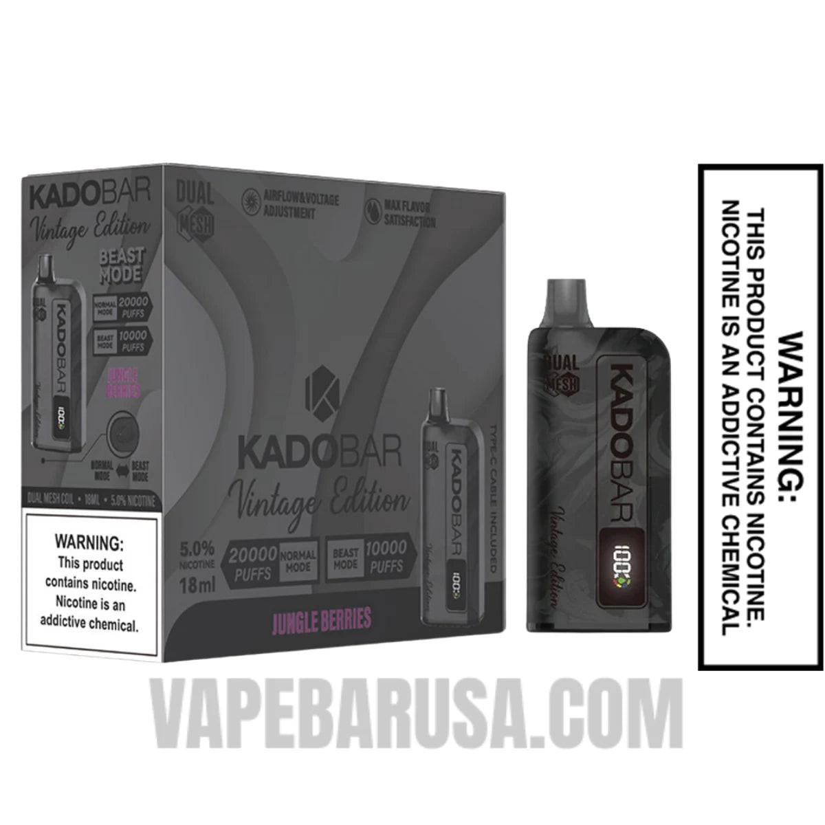 Jungle Berries Kado Bar Vintage Edition 20000 Puffs Disposable Vape With Bundle Pack
