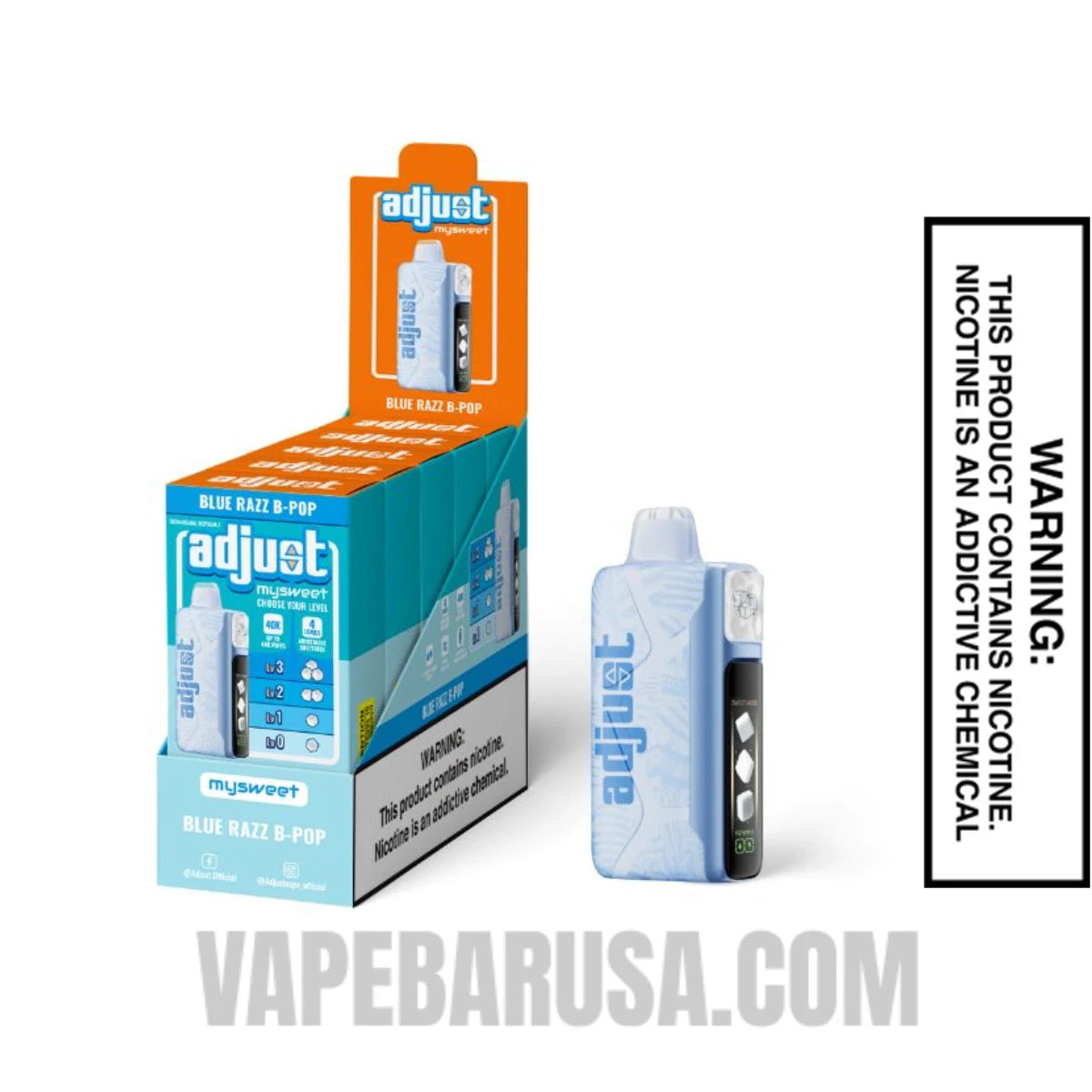 Blue Razz B-Pop Adjust MySweet 40K Disposable Vape with Bundle box