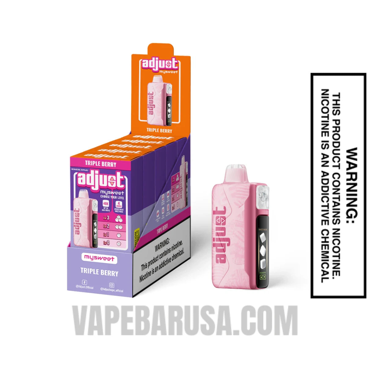 Triple Berry Adjust MySweet 40K Disposable Vape With Bundle Box
