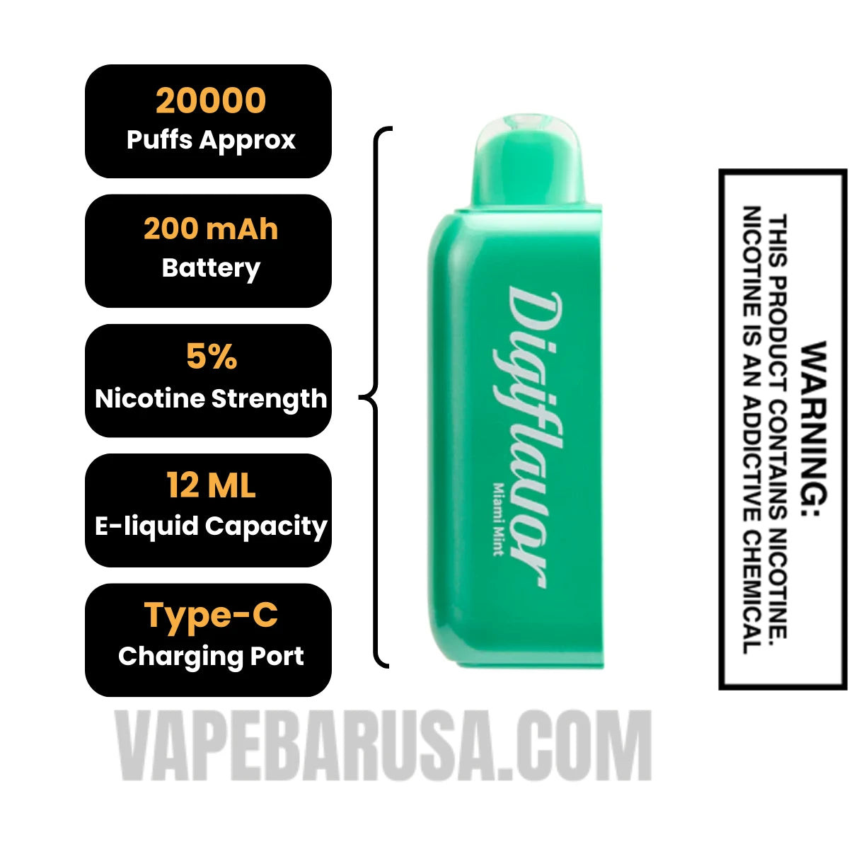 Miami Mint Digiflavor BRK 20K Disposable POD Specifications