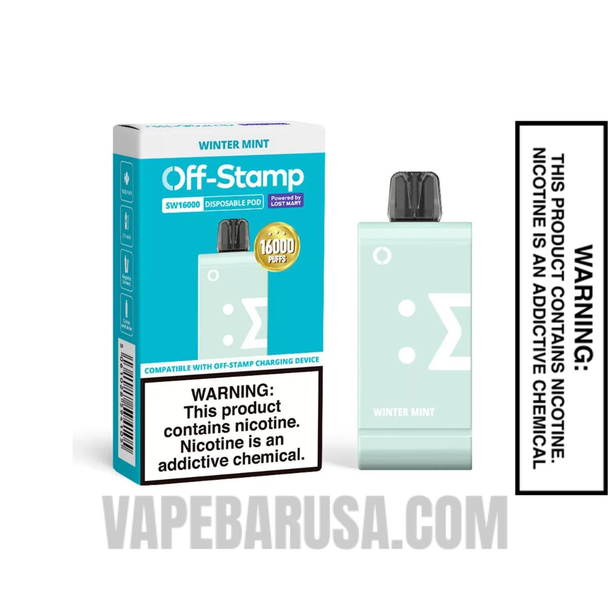 Winter Mint Off Stamp SW16000 Disposable Pod With Package Box