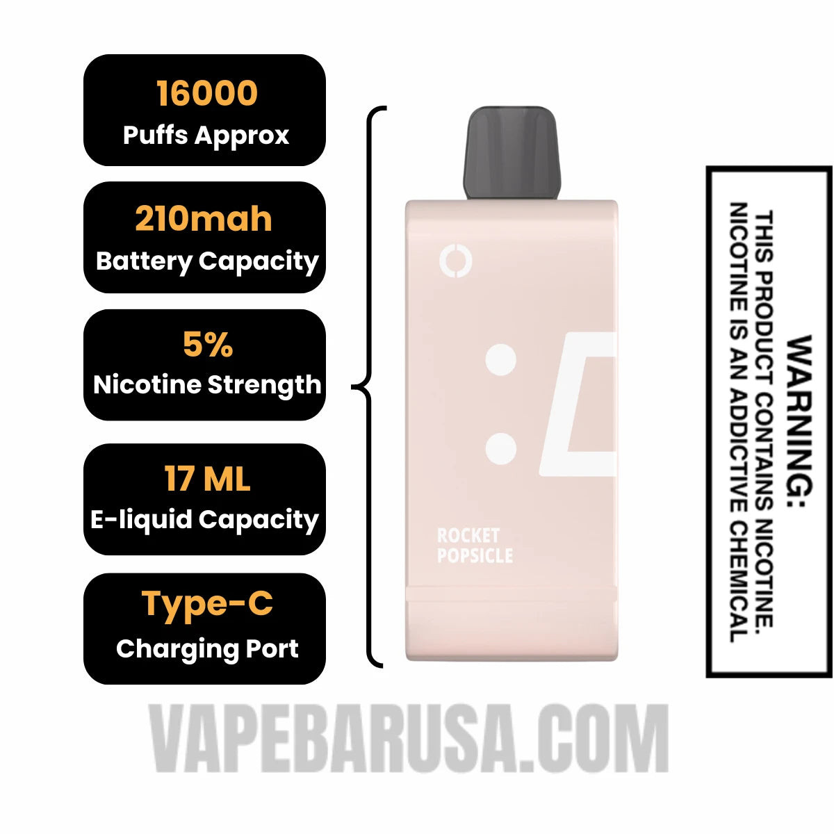 Rocket Pop Off Stamp SW16000 Disposable Pod Specifications
