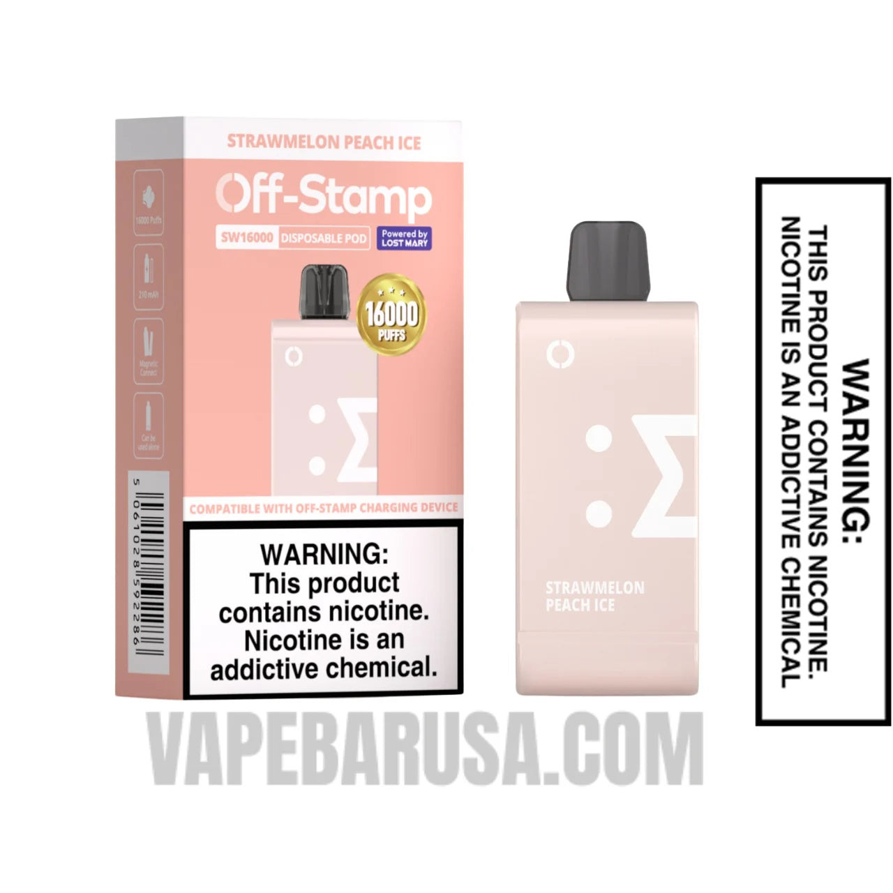 Strawmelon Peach Ice Off Stamp SW16000 Disposable Pod With Package Box