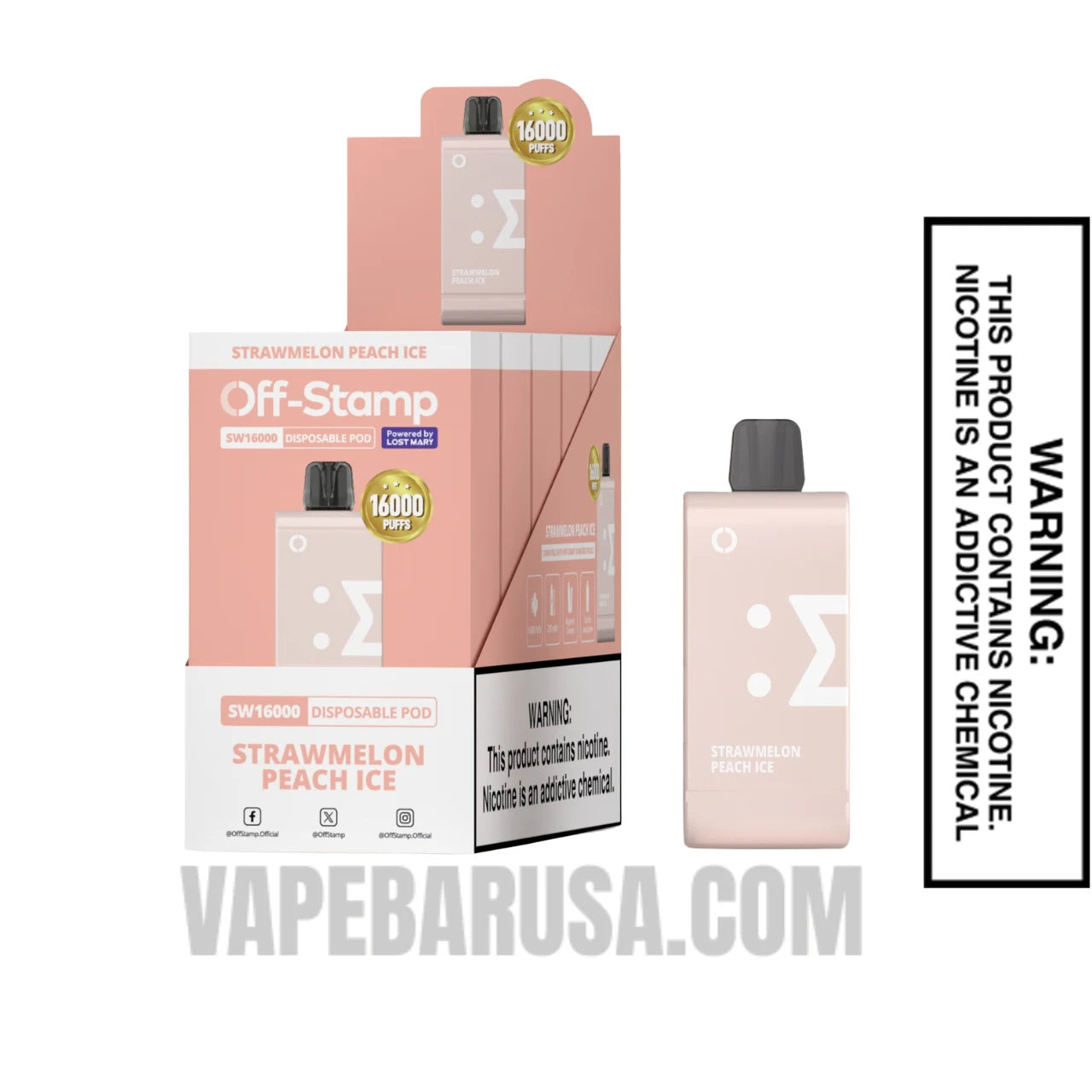 Strawmelon Peach Ice Off Stamp SW16000 Disposable Pod With Bundle Pack