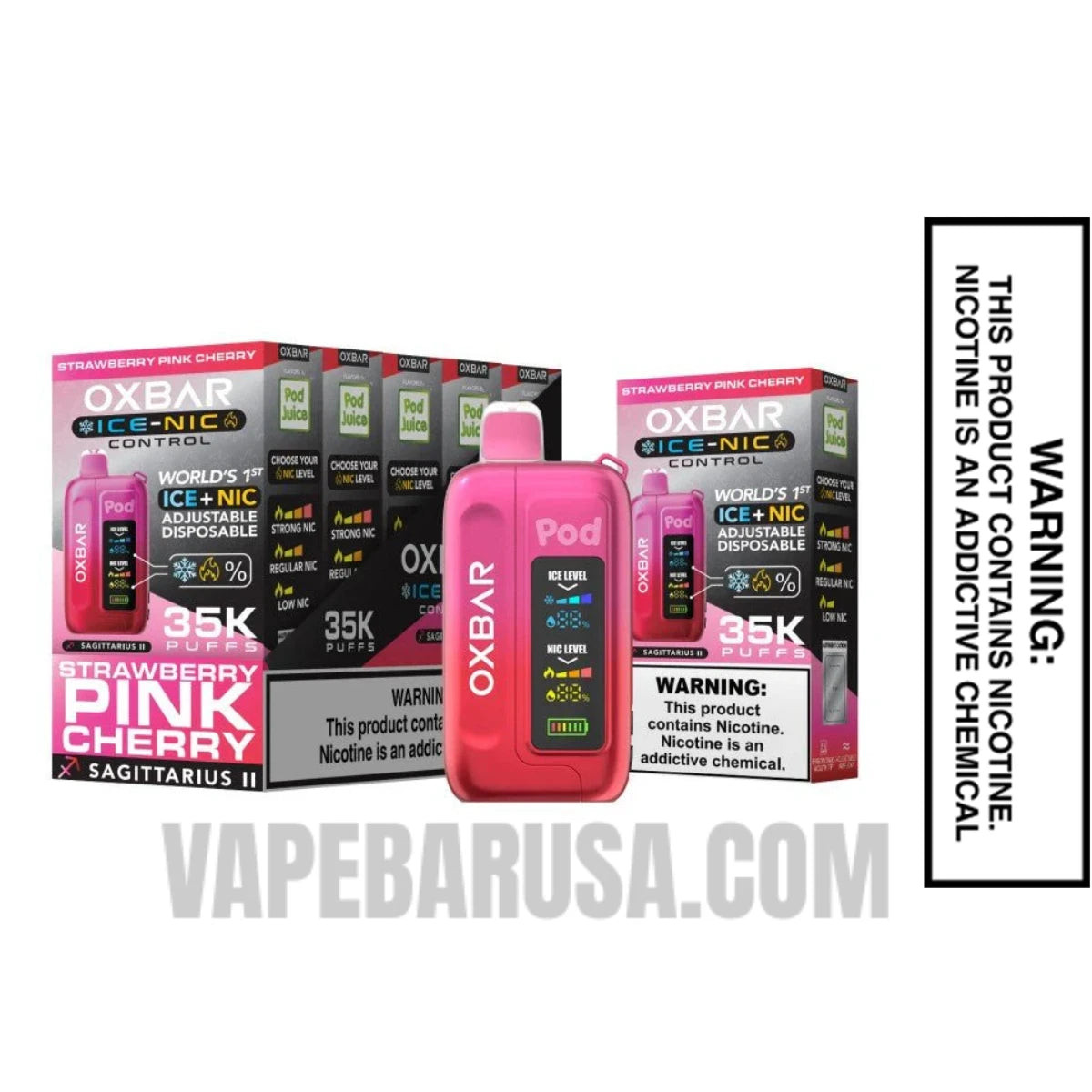 Strawberry Pink Cherry OXBAR Ice-Nic Control Disposable Vape With Bundle Pack