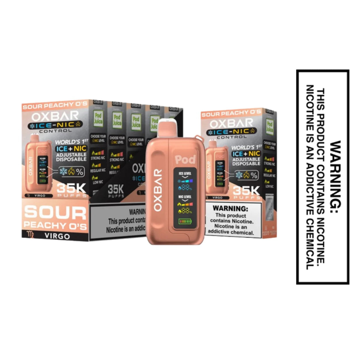 Sour Peachy O's OXBAR Ice-Nic Control Disposable Vape With Bundle pack