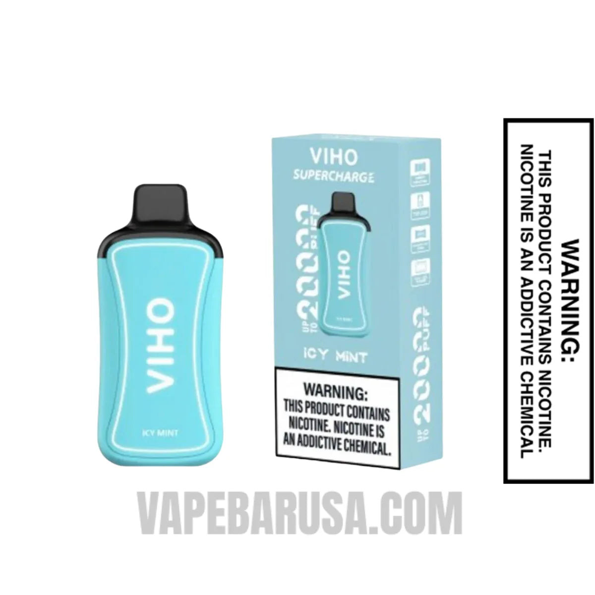 Icy Mint VIHO Supercharge Zero nicotine Disposable Vape With Package Box