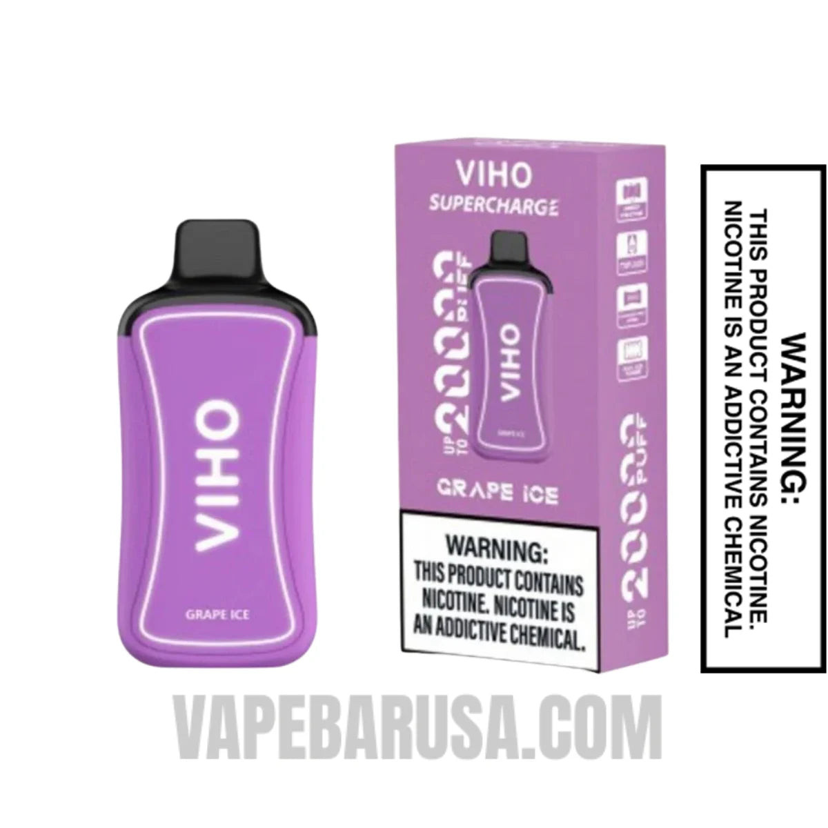 Grape Ice VIHO Supercharge 20000 Puffs Vape With Package Box