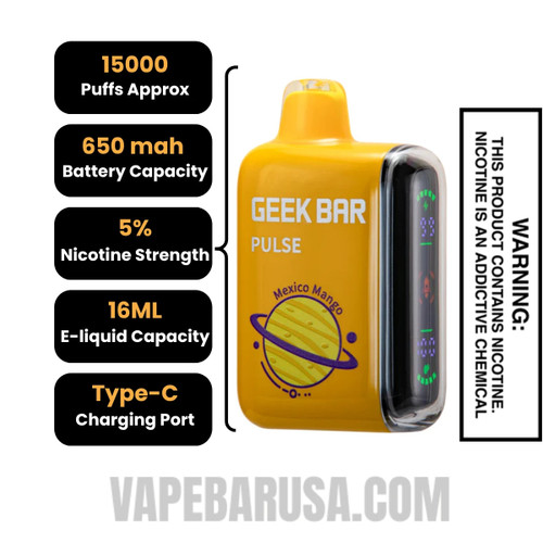 Mexico Mango Geek Bar Pulse Disposable Vape Specification