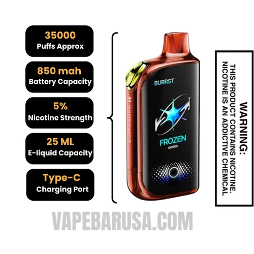 Strawberry Banana Fasta Burrst 35000 (Frozen Series) Vape With Bundle Pack Specifications